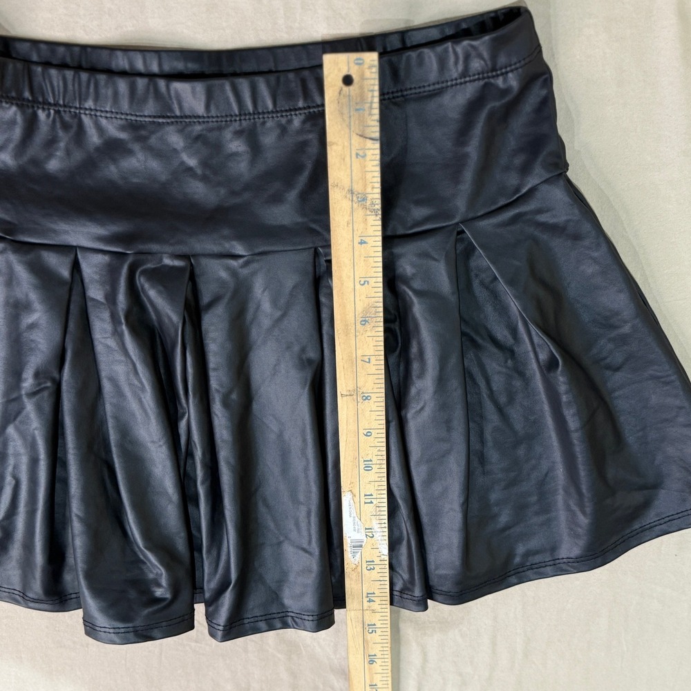 Y2K Charlotte Russe Black Faux Leather Mini Skirt Large Whimsigoth Punk Witchy - Picture 4 of 5